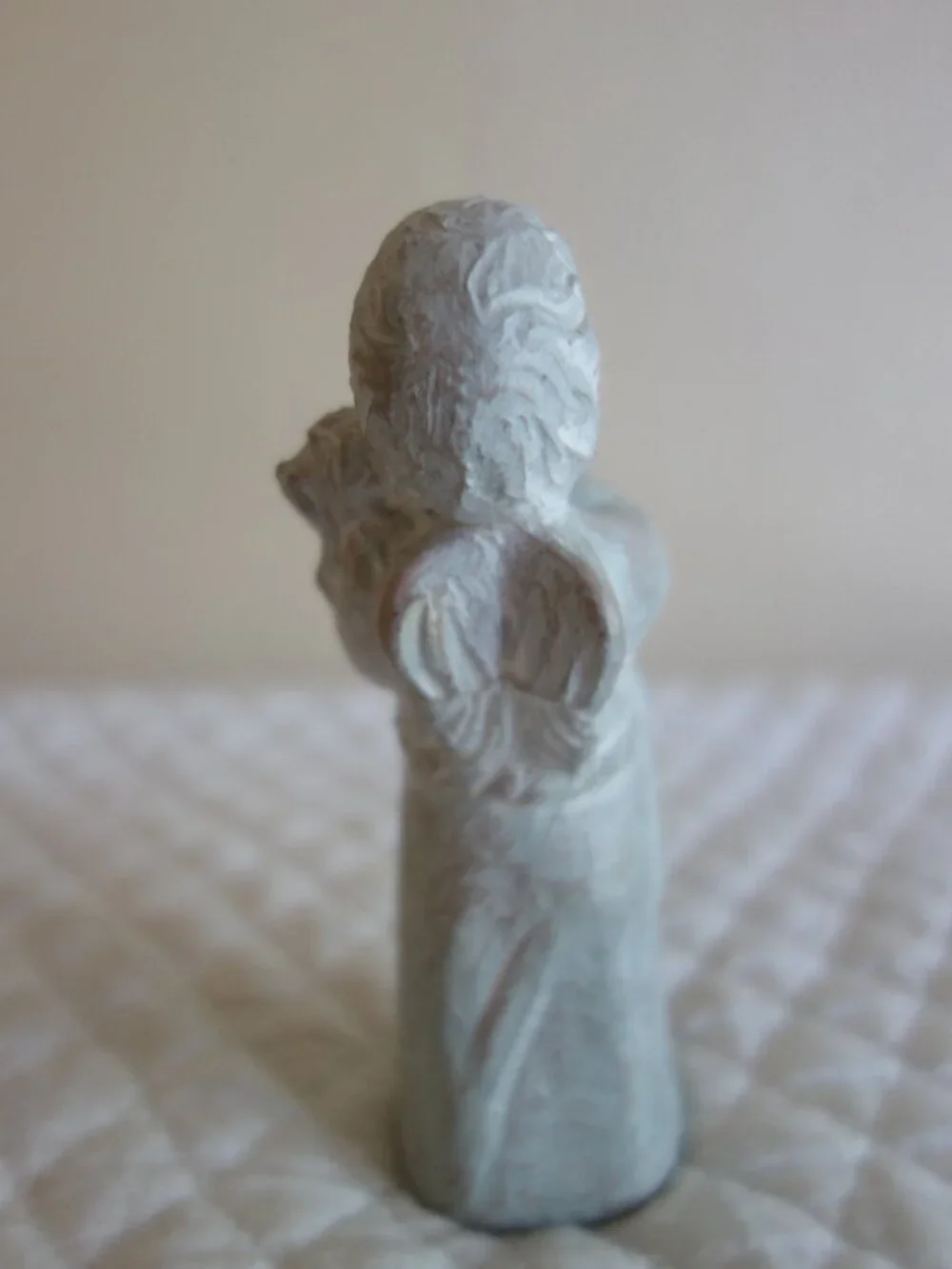 Vntg 2001 ISABEL BLOOM Greenish Hue Concrete Art Figurine Angel Boy w/ Dog